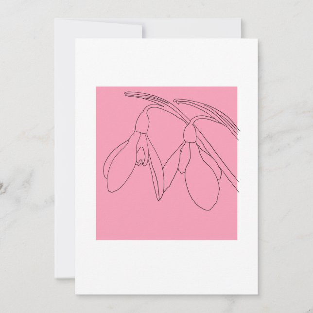 Invitación Flor de campanilla rosa y negra  (Anverso)