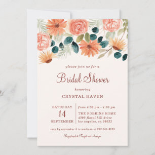 Invitación Flor De Campo Floral De Otoño De Otoño Ducha Brida