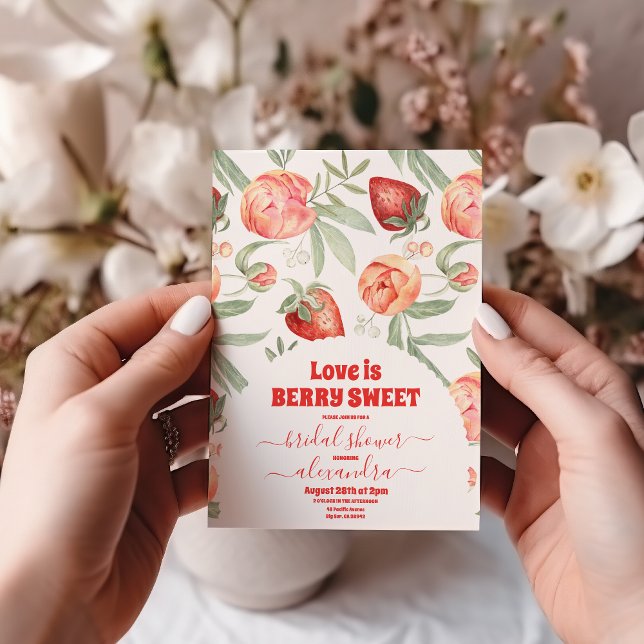 Invitación Flor de cereza de fresa rosa roja (Subido por el creador)