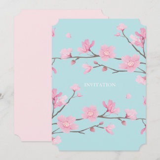 Invitación Flor de cerezo - Azul cielo