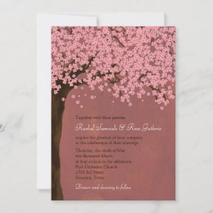 Invitación Flor de cerezo / Boda de acuarela Sakura (Dusk)