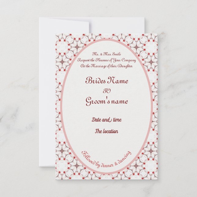 Invitación flor de cerezo boda rojo y blanco elegante (Anverso)