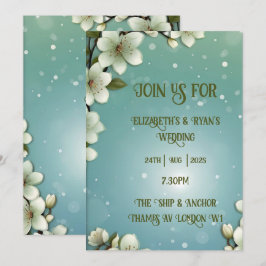 Invitación Flor de cerezo caprichosa con espárragos