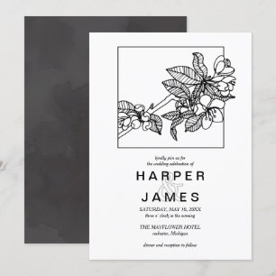 Invitación Flor de cerezo de primavera moderna en boda de mar