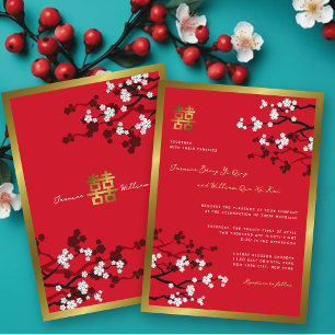 Invitación Flor de Cerezo Doble Felicidad 囍 Boda China
