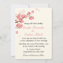 Invitación Flor de cerezo Flor Boda blanco y rosa