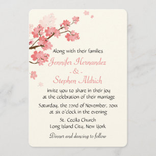 Invitación Flor de cerezo Flor Boda blanco y rosa