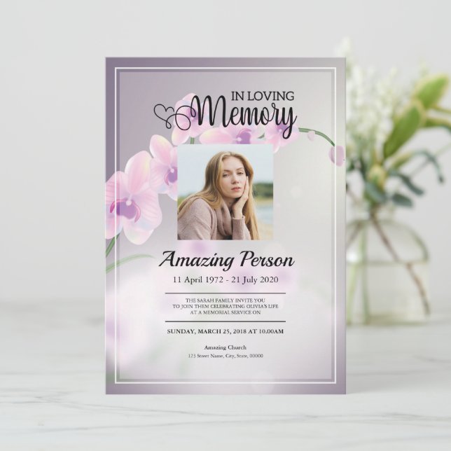 Invitación Flor de cerezo Funeral orden de servicio Invitació (Anverso de pie)