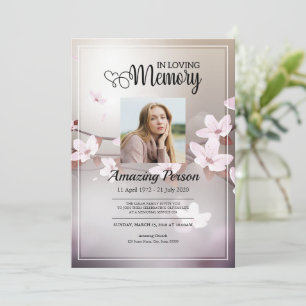 Invitación Flor de cerezo Funeral orden de servicio Invitació