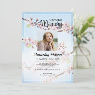 Invitación Flor de cerezo Funeral orden de servicio Invitació