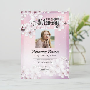 Invitación Flor de cerezo Funeral orden de servicio Invitació