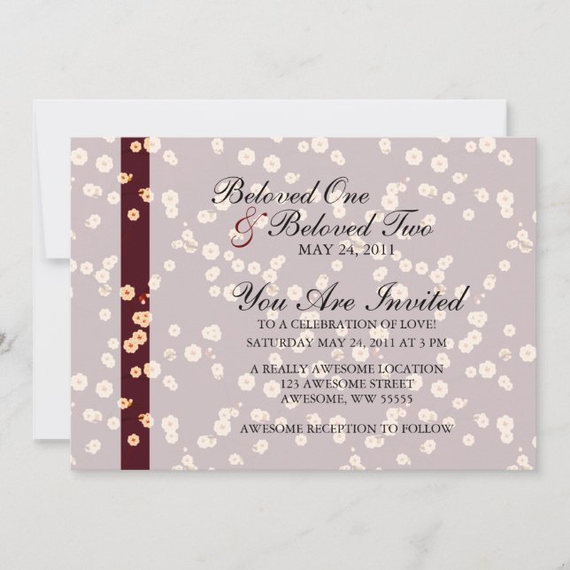 Invitación Flor de Cerezo Japonesa (Anverso)