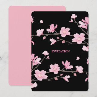 Invitación Flor de cerezo - Negro
