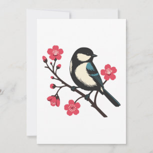 Invitación Flor de Cerezo Pájaro - Arte de Serenidad de Prima