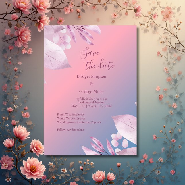 Invitación flor de cerezo pastel sakura boda a salvo la fecha (Subido por el creador)