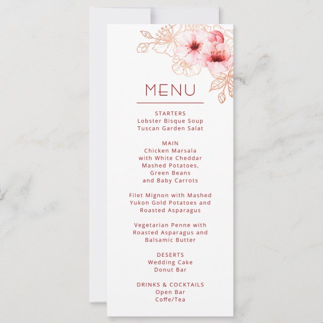 Invitación Flor de cerezo rosa blanco boda    (Anverso)