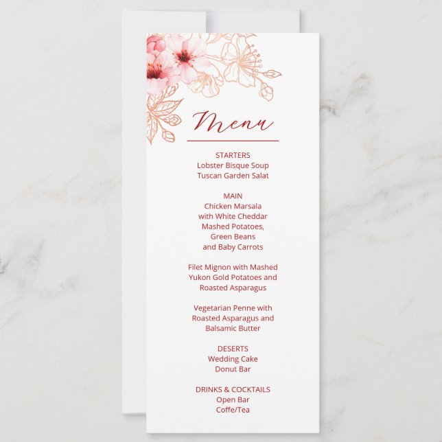 Invitación Flor de cerezo rosa blanco boda    (Anverso)