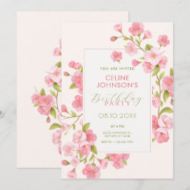 Invitación Flor de cerezo rosa en flor
