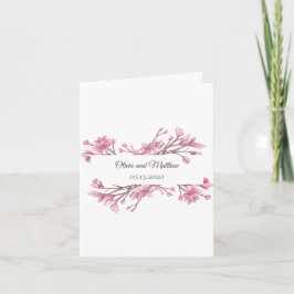 Invitación Flor de cerezo rosa primavera. Boda floral doblado