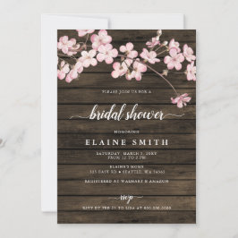 Invitación Flor de cerezo rosa Sakura de madera Flor de novia