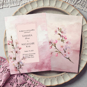Invitación Flor de cerezo rosa sonrojado boda japonesa