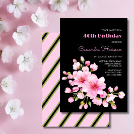 Invitación Flor de cerezo rosado rustico Sakura cumpleaños ne