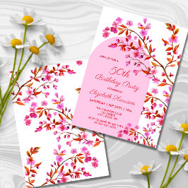 Invitación Flor de cerezo Sakura Flower Pink White Birday