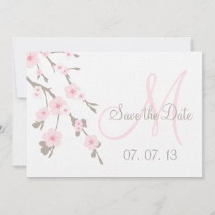 Invitación Flor de cerezo salva el taupe rosa de la fecha