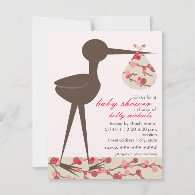 Invitación Flor de cerezo sofisticada Baby Shower de la (Anverso)