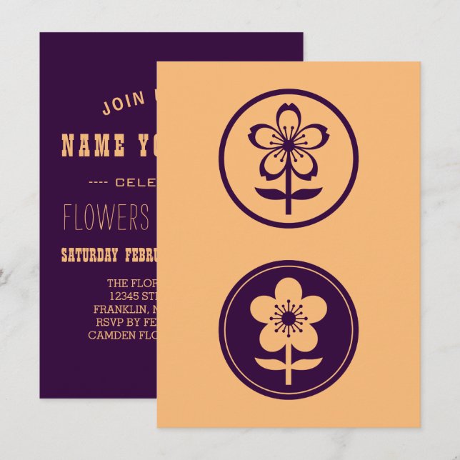 Invitación flor de cerezo y flor de manzana (Anverso / Reverso)