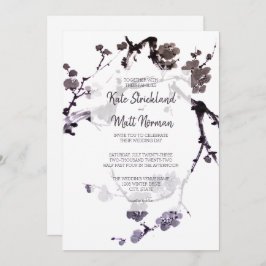 Invitación Flor de ciruelo sumie tinta