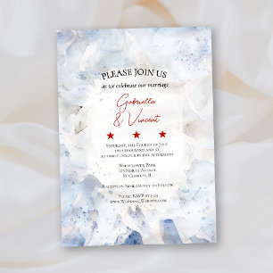 Invitación Flor de clavel azul tintado 4 de julio Boda