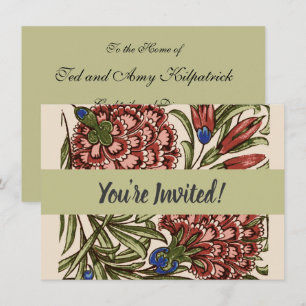 Invitación Flor de clavel Tile Antiguo Arte Rústico