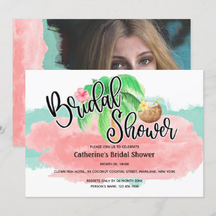 Invitación Flor de coco rosa de palma de la isla flor de coco