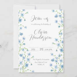 Invitación Flor de color azul elegante