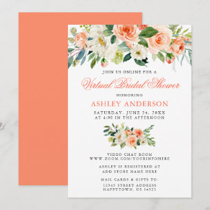 Invitación Flor de color de agua de lluvia virtual floral de