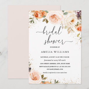 Invitación Flor de color de agua de otoño ducha de novia