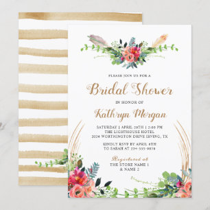 Invitación Flor de color de agua floral de Boho Country Arrow
