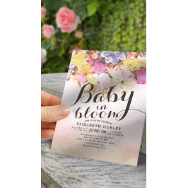 Invitación Flor de color de agua moderna Baby Shower bebé en 