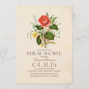 Invitación flor de color de agua vintage clásica ducha de nov