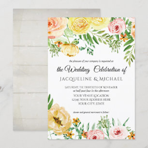 Invitación Flor de color de caída de madera rústica Rubor ama