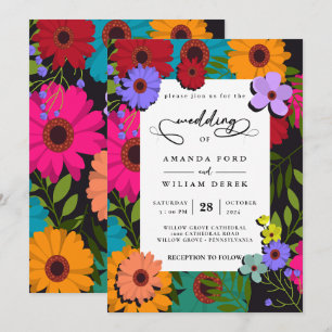 Invitación flor de color moda moderna Boda floral rústico