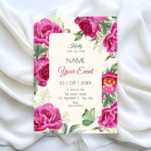 Invitación Flor de color rosa florece