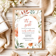 Flor de coral rosada de boho es un Baby Shower Chi