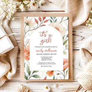 Invitación Flor de coral rosada de boho es un Baby Shower Chi