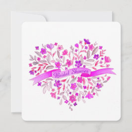 Invitación Flor de corazón ramo morado ducha de novia invitan