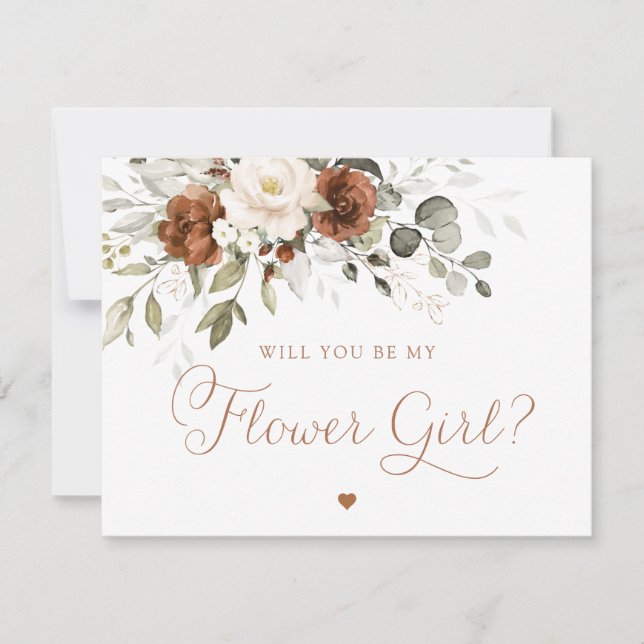 Invitación Flor de crema de óxido floral verde Boda (Anverso)