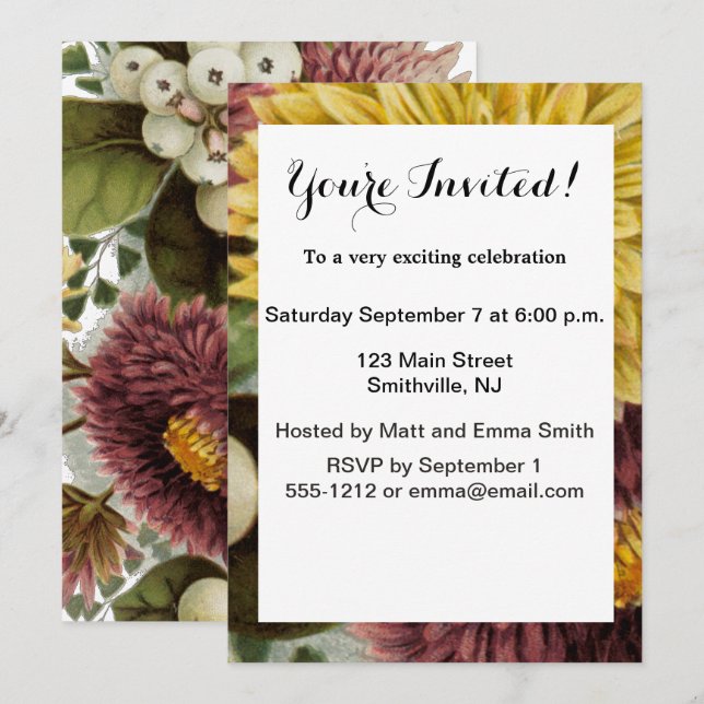 Invitación Flor de crisantemo Flor Flor Floral (Anverso / Reverso)