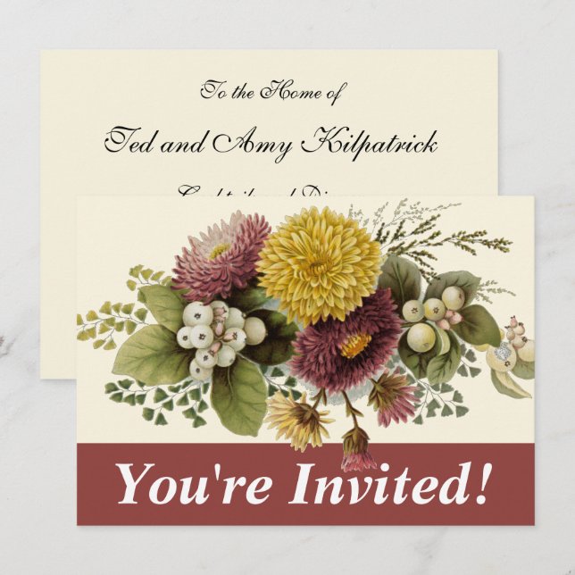 Invitación Flor de crisantemo Flor Flor Floral (Anverso / Reverso)