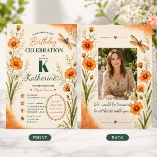 Invitación Flor de cumpleaños de noviembre Crisantemo Cumplea